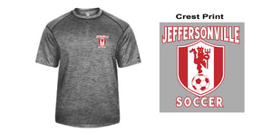 Jeff Soccer Tonal Triblend T-Shirt with crest design, Graphite Gray 4171