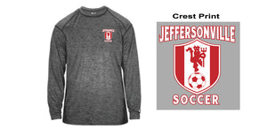Jeff Soccer Tonal Triblend Long Sleeve Tee with Crest Design, Graphite Gray blend 4174