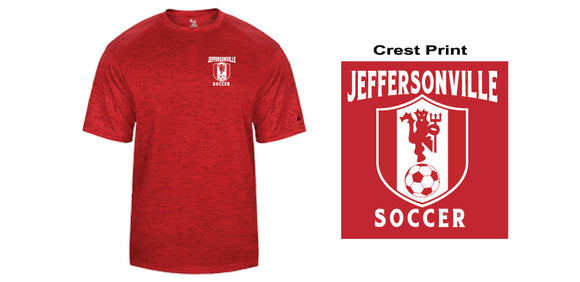 Jeff Soccer Tonal Triblend T-Shirt with Crest Design, Red blend 4171