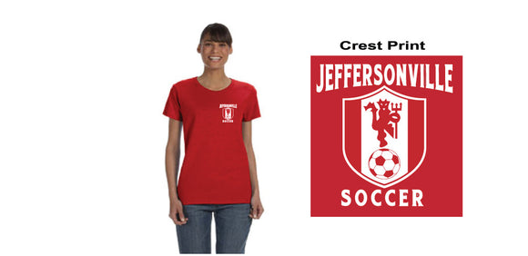 Ladies Jeff Soccer Red Crest Design T-Shirt G800